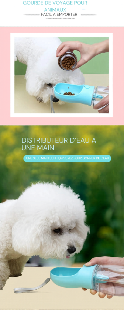 🐾 Bouteille Portable 2-en-1 pour Chien &amp; Chat — Eau + Nourriture