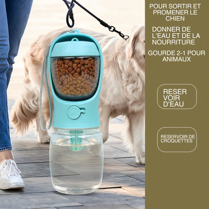 🐾 Bouteille Portable 2-en-1 pour Chien &amp; Chat — Eau + Nourriture