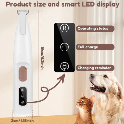 Tondeuse pour pattes de chien avec lumière LED, entièrement étanche, tondeuse à poils pour animaux de compagnie avec écran LED, tondeuse pour toilettage des chiens, lame large de 18 mm