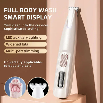 Tondeuse pour pattes de chien avec lumière LED, entièrement étanche, tondeuse à poils pour animaux de compagnie avec écran LED, tondeuse pour toilettage des chiens, lame large de 18 mm