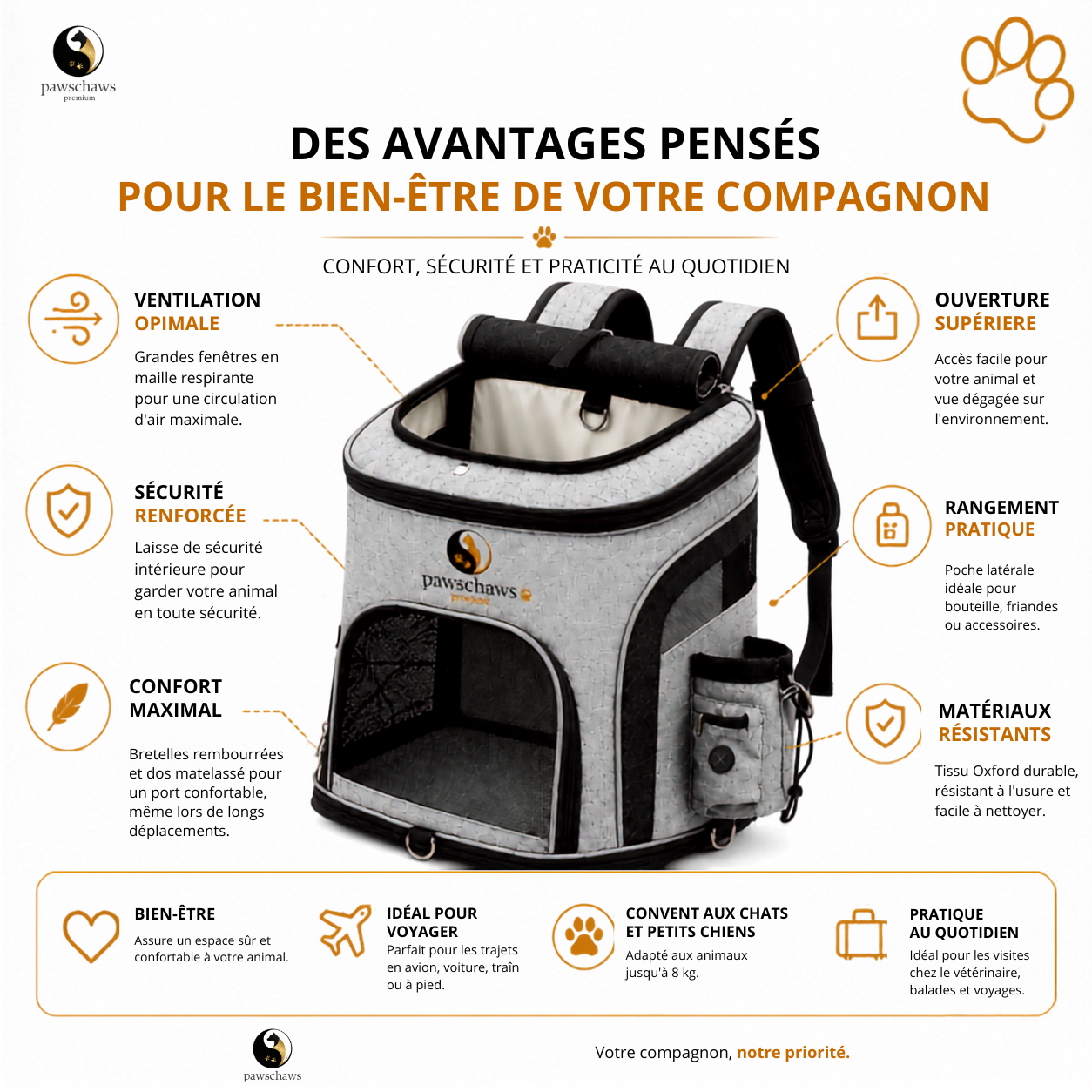 Grandes fenêtres en maille respirante assurant une circulation d'air maximale pour le confort de votre animal.
