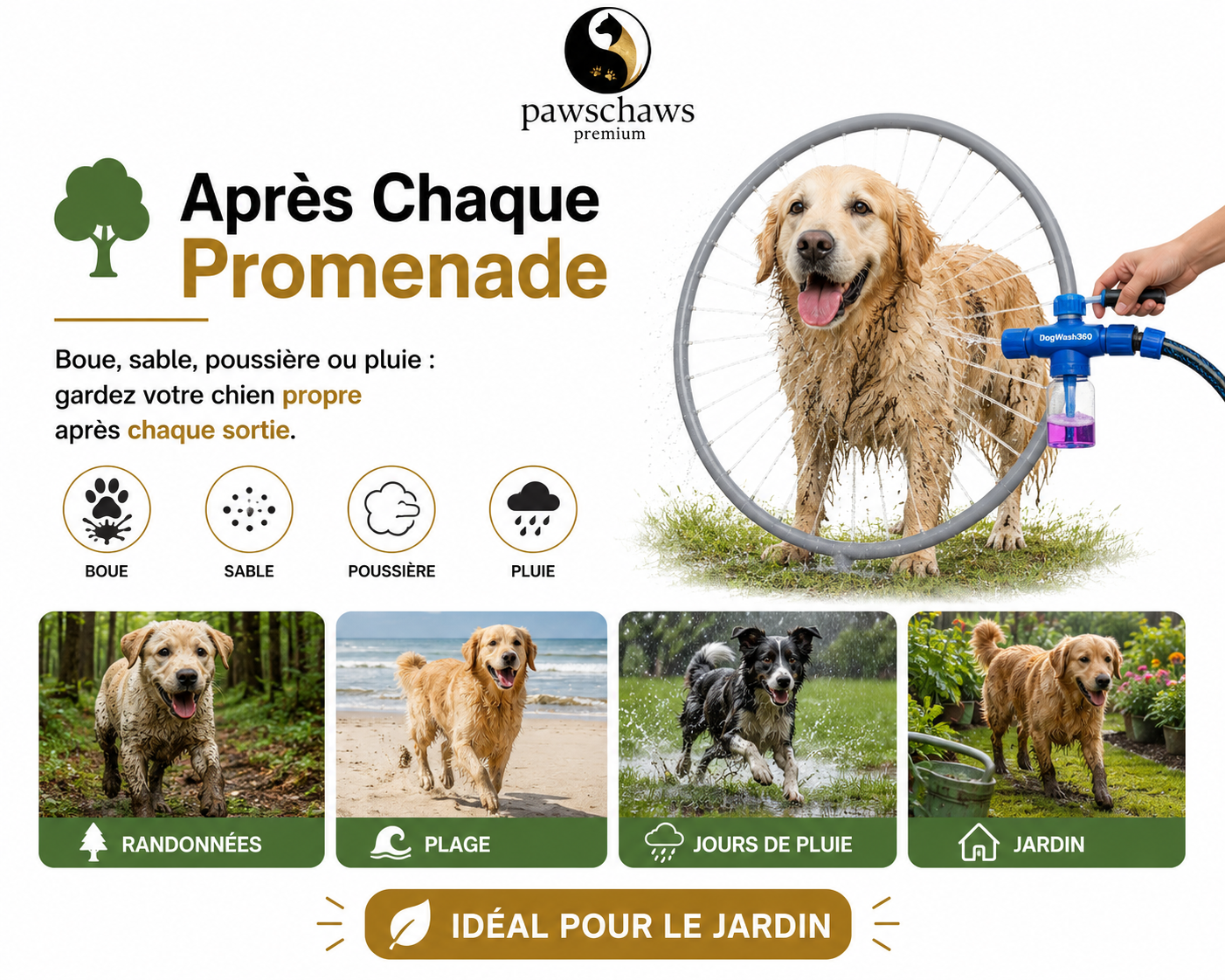 Système de lavage compatible avec tuyaux standards.