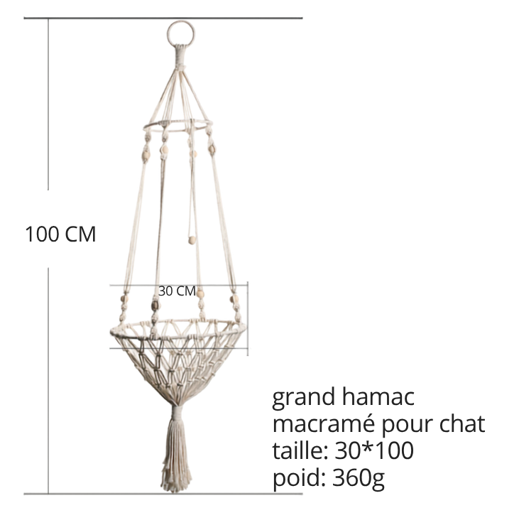 Grand Hamac Macramé pour Chat