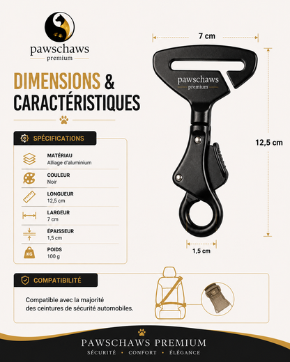 Mousqueton pivotant 360 degrés du clip Pawschaws Premium pour plus de confort