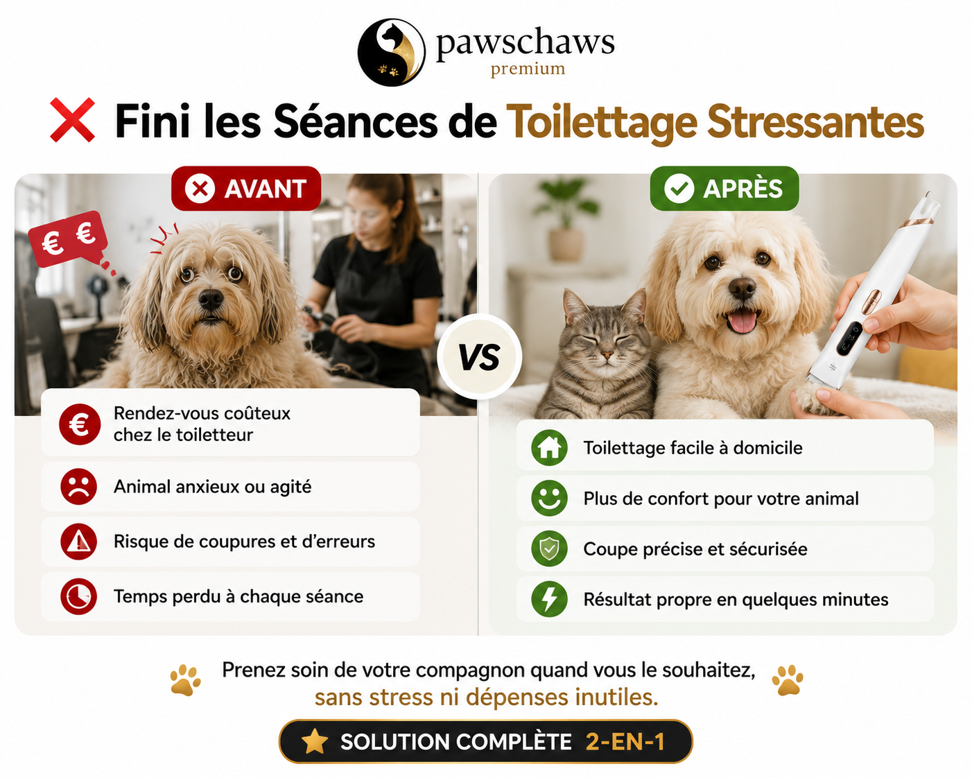 Fini les Séances de Toilettage Stressantes | Avant / Après