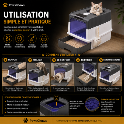 Maison de Toilette Fermée Anti-Projections pour Chat